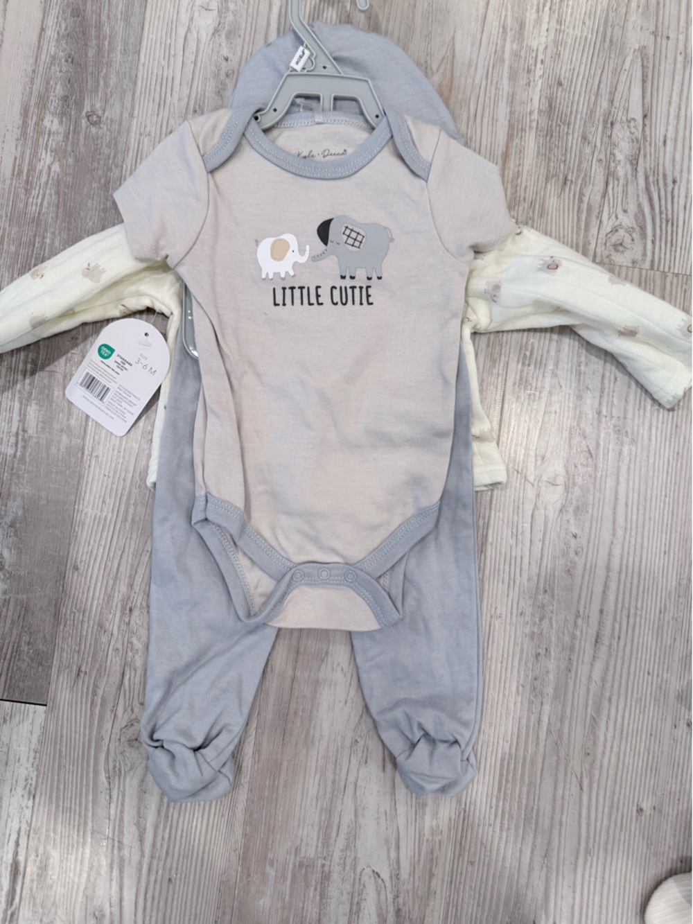 Unbranded Little Cutie Elephant Gray Baby Pajama Set